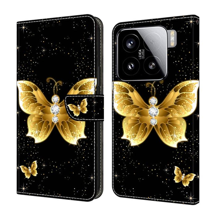 Funda para teléfono de cuero vegano pintado con efecto cristal, For Xiaomi 15 Pro, For Xiaomi 15