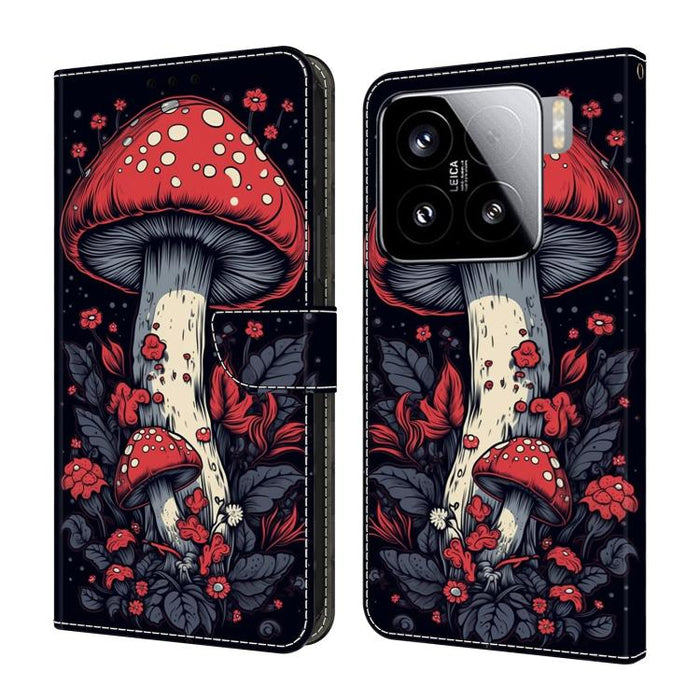 Funda para teléfono de cuero vegano pintado con efecto cristal, For Xiaomi 15 Pro, For Xiaomi 15