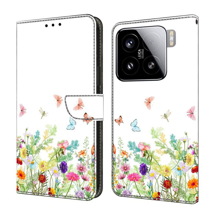 Funda para teléfono de cuero vegano pintado con efecto cristal, For Xiaomi 15 Pro, For Xiaomi 15