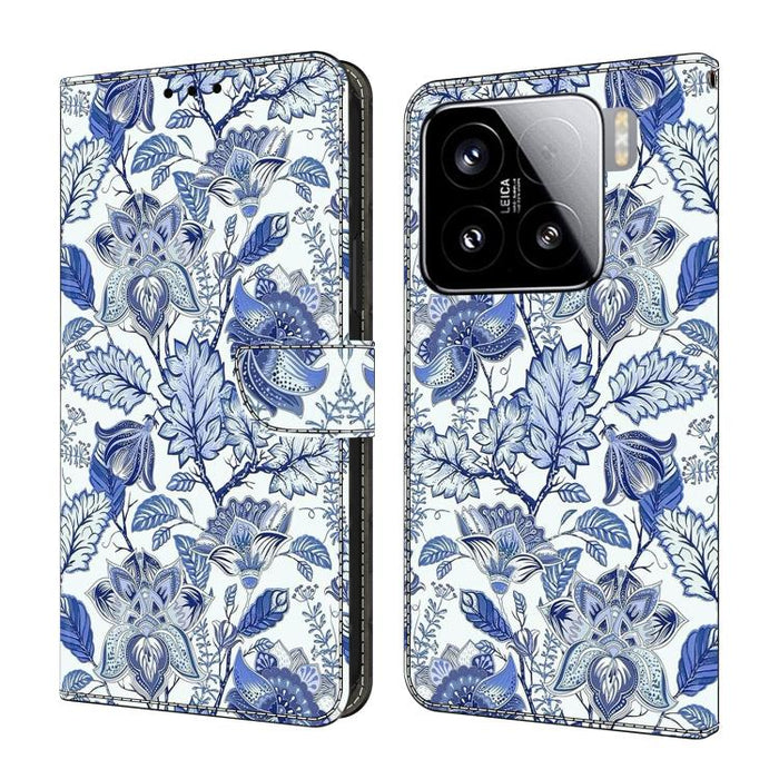 Funda para teléfono de cuero vegano pintado con efecto cristal, For Xiaomi 15 Pro, For Xiaomi 15