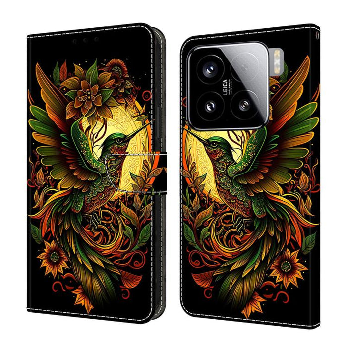 Funda para teléfono de cuero vegano pintado con efecto cristal, For Xiaomi 15 Pro, For Xiaomi 15