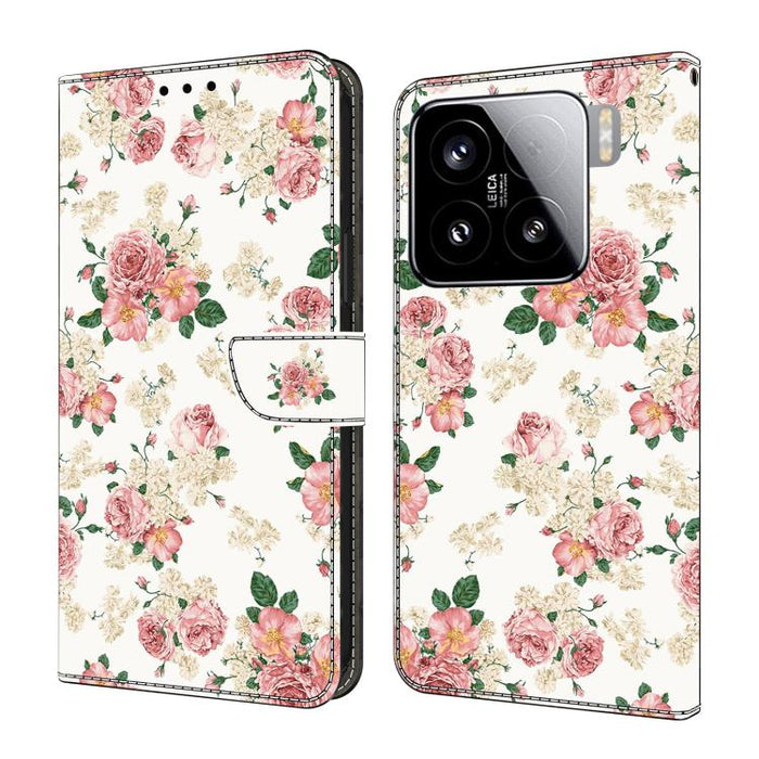Funda para teléfono de cuero vegano pintado con efecto cristal, For Xiaomi 15 Pro, For Xiaomi 15