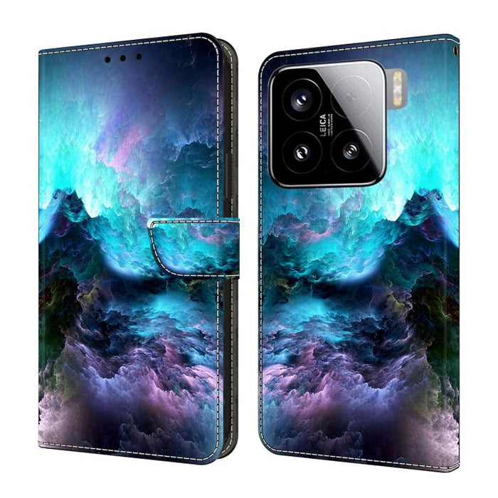 Funda para teléfono de cuero vegano pintado con efecto cristal, For Xiaomi 15 Pro, For Xiaomi 15