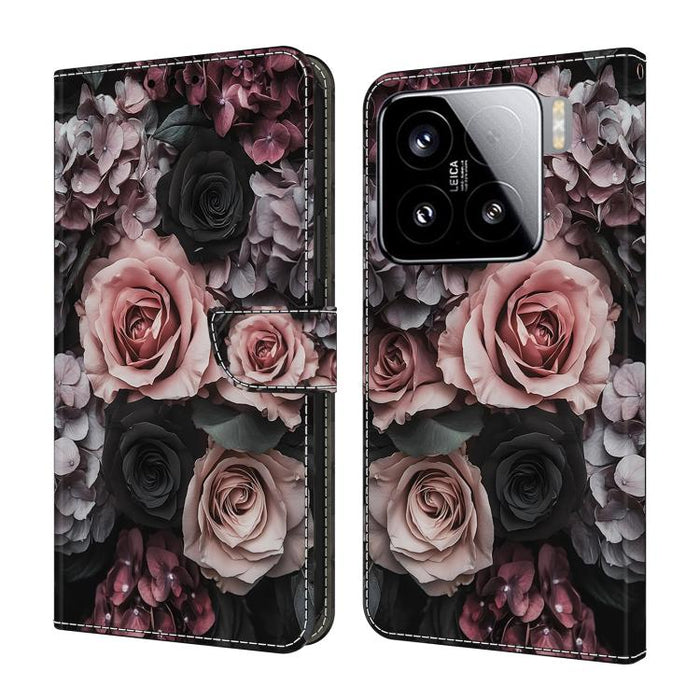 Funda para teléfono de cuero vegano pintado con efecto cristal, For Xiaomi 15 Pro, For Xiaomi 15