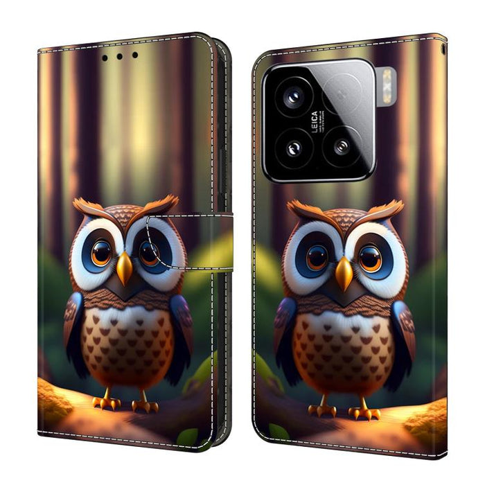 Funda para teléfono de cuero vegano pintado con efecto cristal, For Xiaomi 15 Pro, For Xiaomi 15