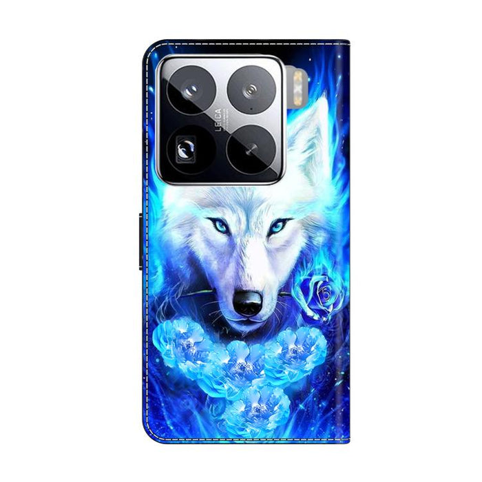 Funda para teléfono de cuero vegano pintado con efecto cristal, For Xiaomi 15 Pro, For Xiaomi 15