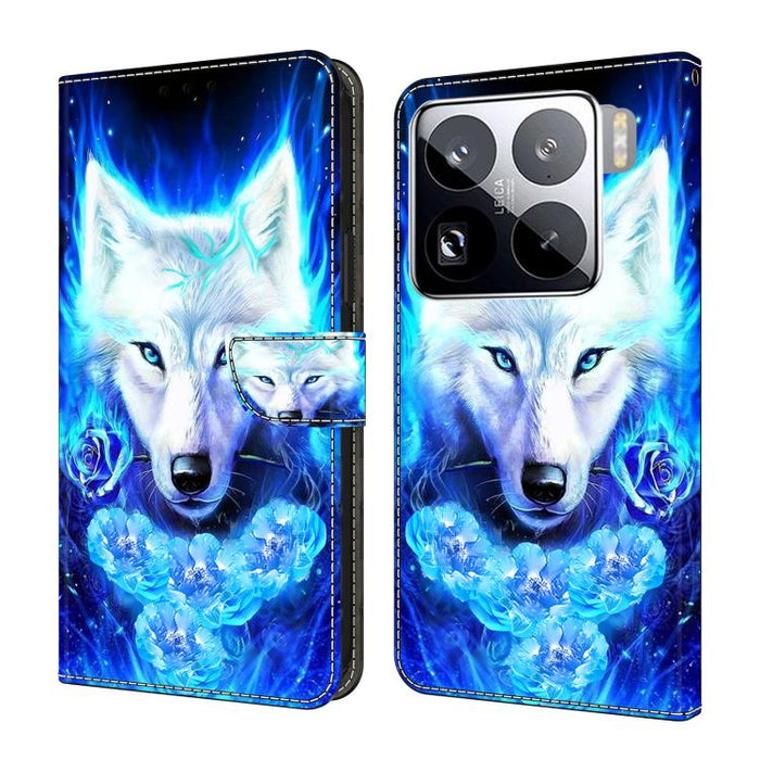 Funda para teléfono de cuero vegano pintado con efecto cristal, For Xiaomi 15 Pro, For Xiaomi 15