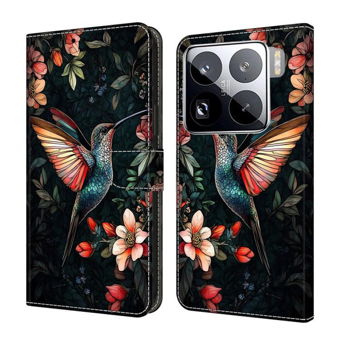 Funda para teléfono de cuero vegano pintado con efecto cristal, For Xiaomi 15 Pro, For Xiaomi 15