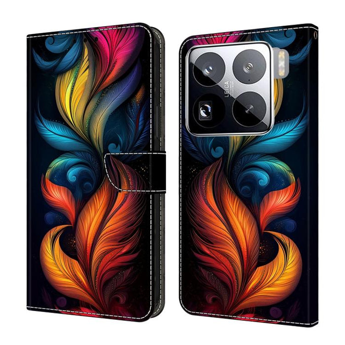 Funda para teléfono de cuero vegano pintado con efecto cristal, For Xiaomi 15 Pro, For Xiaomi 15
