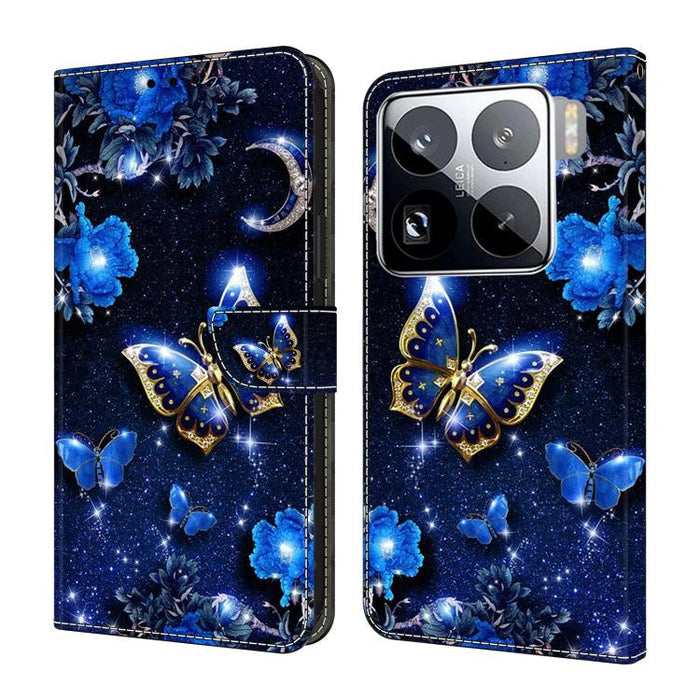 Funda para teléfono de cuero vegano pintado con efecto cristal, For Xiaomi 15 Pro, For Xiaomi 15
