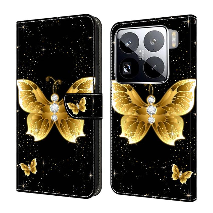 Funda para teléfono de cuero vegano pintado con efecto cristal, For Xiaomi 15 Pro, For Xiaomi 15