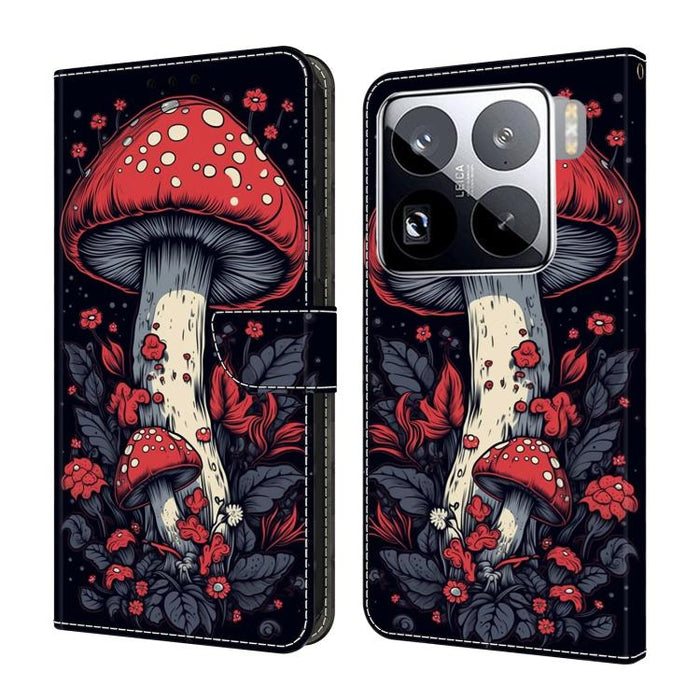 Funda para teléfono de cuero vegano pintado con efecto cristal, For Xiaomi 15 Pro, For Xiaomi 15