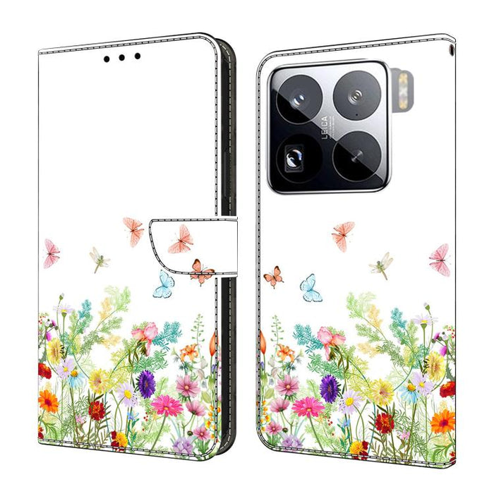 Funda para teléfono de cuero vegano pintado con efecto cristal, For Xiaomi 15 Pro, For Xiaomi 15