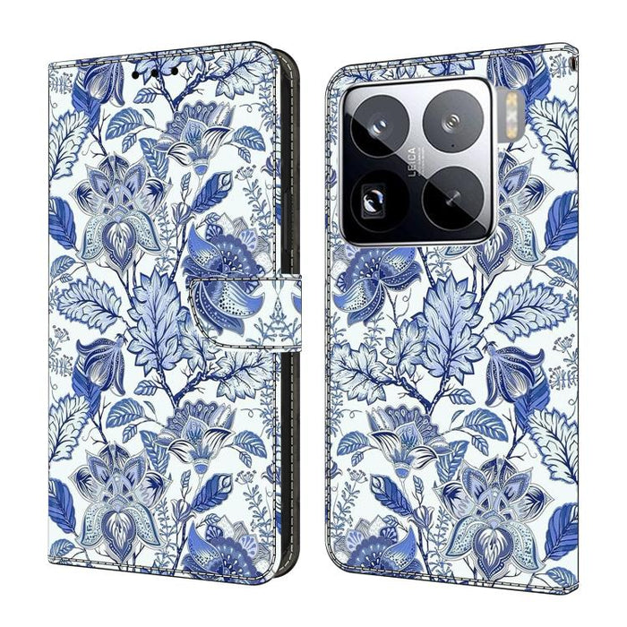 Funda para teléfono de cuero vegano pintado con efecto cristal, For Xiaomi 15 Pro, For Xiaomi 15