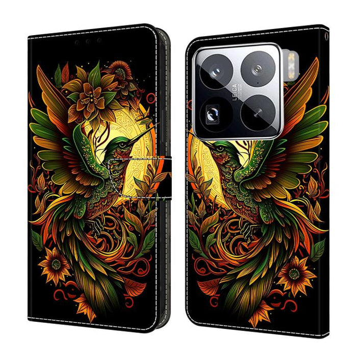Funda para teléfono de cuero vegano pintado con efecto cristal, For Xiaomi 15 Pro, For Xiaomi 15