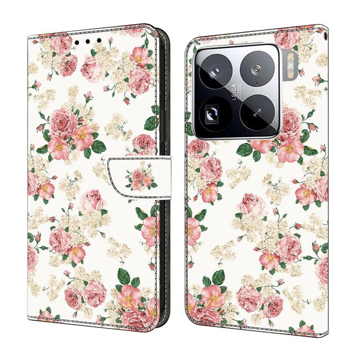 Funda para teléfono de cuero vegano pintado con efecto cristal, For Xiaomi 15 Pro, For Xiaomi 15