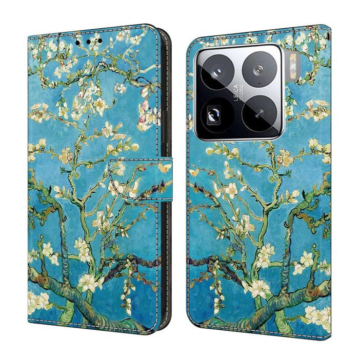 Funda para teléfono de cuero vegano pintado con efecto cristal, For Xiaomi 15 Pro, For Xiaomi 15
