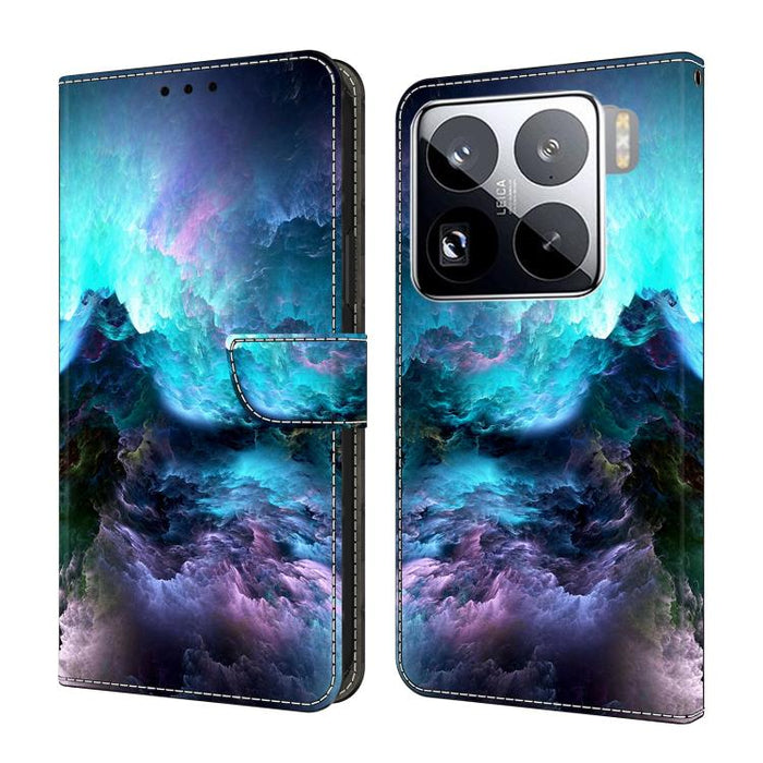 Funda para teléfono de cuero vegano pintado con efecto cristal, For Xiaomi 15 Pro, For Xiaomi 15
