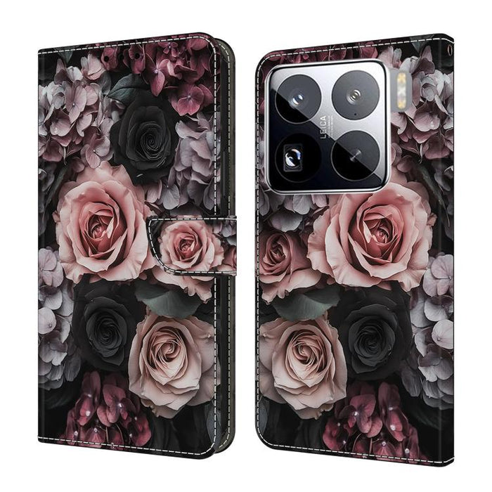 Funda para teléfono de cuero vegano pintado con efecto cristal, For Xiaomi 15 Pro, For Xiaomi 15