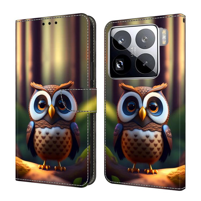 Funda para teléfono de cuero vegano pintado con efecto cristal, For Xiaomi 15 Pro, For Xiaomi 15