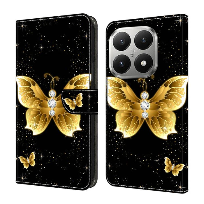 Funda para teléfono de cuero vegano pintado con efecto cristal, For Xiaomi 17T Pro 5G, For Xiaomi 17T 5G, For Xiaomi 17 Ultra, For Xiaomi 15T Pro 5G, For Xiaomi 15T 5G