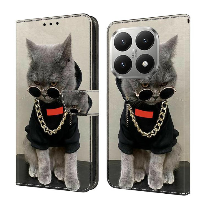 Funda para teléfono de cuero vegano pintado con efecto cristal, For Xiaomi 17T Pro 5G, For Xiaomi 17T 5G, For Xiaomi 17 Ultra, For Xiaomi 15T Pro 5G, For Xiaomi 15T 5G