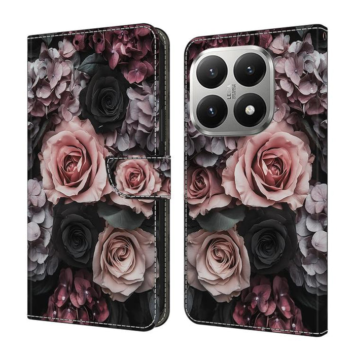 Funda para teléfono de cuero vegano pintado con efecto cristal, For Xiaomi 17T Pro 5G, For Xiaomi 17T 5G, For Xiaomi 17 Ultra, For Xiaomi 15T Pro 5G, For Xiaomi 15T 5G