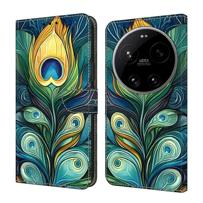 Funda para teléfono de cuero vegano pintado con efecto cristal, For Xiaomi 17T Pro 5G, For Xiaomi 17T 5G, For Xiaomi 17 Ultra, For Xiaomi 15T Pro 5G, For Xiaomi 15T 5G