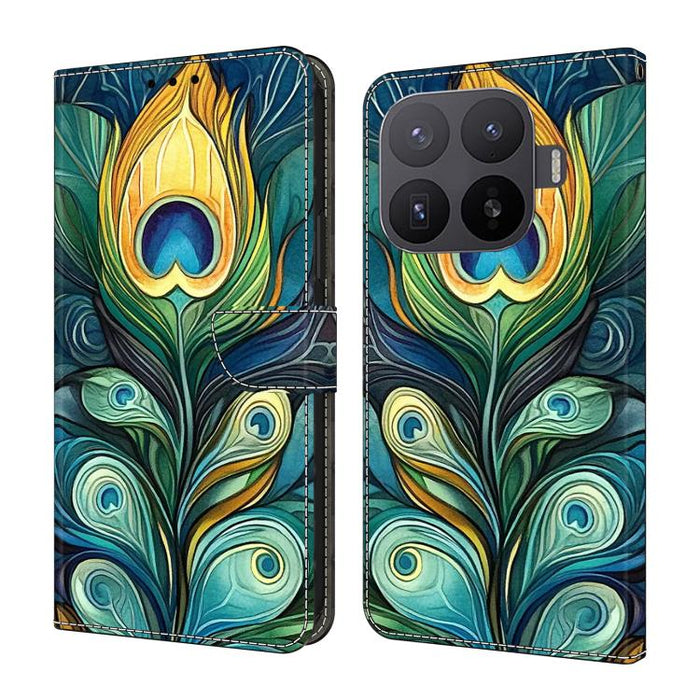 Funda para teléfono de cuero vegano pintado con efecto cristal, For Xiaomi 17T Pro 5G, For Xiaomi 17T 5G, For Xiaomi 17 Ultra, For Xiaomi 15T Pro 5G, For Xiaomi 15T 5G