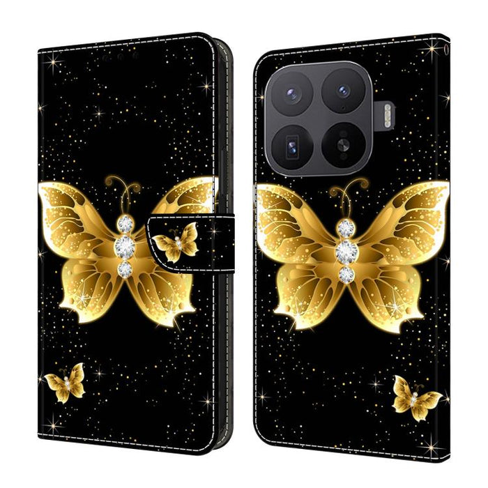 Funda para teléfono de cuero vegano pintado con efecto cristal, For Xiaomi 17T Pro 5G, For Xiaomi 17T 5G, For Xiaomi 17 Ultra, For Xiaomi 15T Pro 5G, For Xiaomi 15T 5G