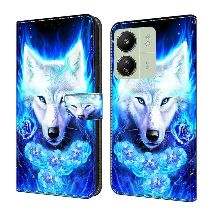 Funda para teléfono de cuero vegano pintado con efecto cristal, For Redmi Note 14 5G, For Redmi Note 14 Pro 5G, For Redmi 14C 4G, For Redmi 13C 4G / 5G, For Redmi K70E / Poco X6 Pro