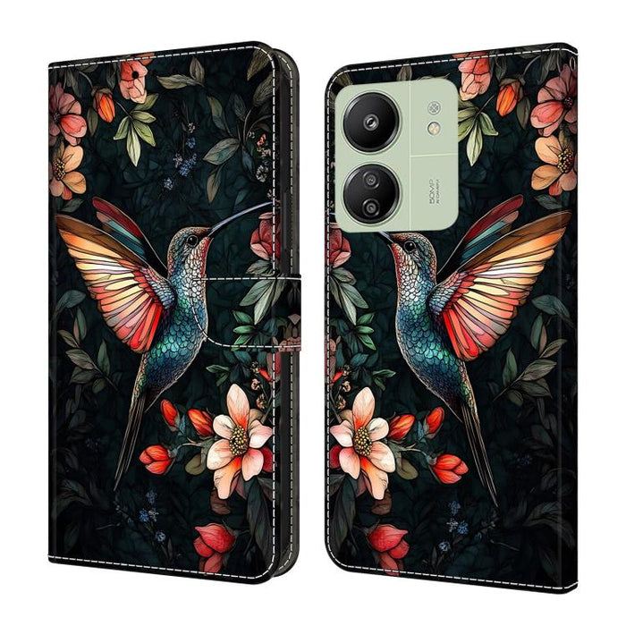 Funda para teléfono de cuero vegano pintado con efecto cristal, For Redmi Note 14 5G, For Redmi Note 14 Pro 5G, For Redmi 14C 4G, For Redmi 13C 4G / 5G, For Redmi K70E / Poco X6 Pro