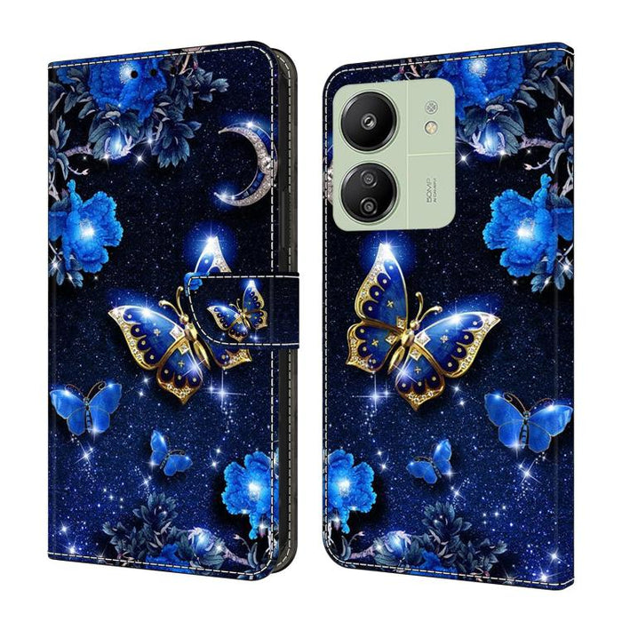 Funda para teléfono de cuero vegano pintado con efecto cristal, For Redmi Note 14 5G, For Redmi Note 14 Pro 5G, For Redmi 14C 4G, For Redmi 13C 4G / 5G, For Redmi K70E / Poco X6 Pro