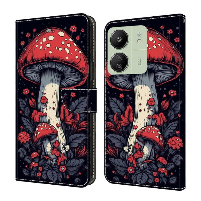 Funda para teléfono de cuero vegano pintado con efecto cristal, For Redmi Note 14 5G, For Redmi Note 14 Pro 5G, For Redmi 14C 4G, For Redmi 13C 4G / 5G, For Redmi K70E / Poco X6 Pro