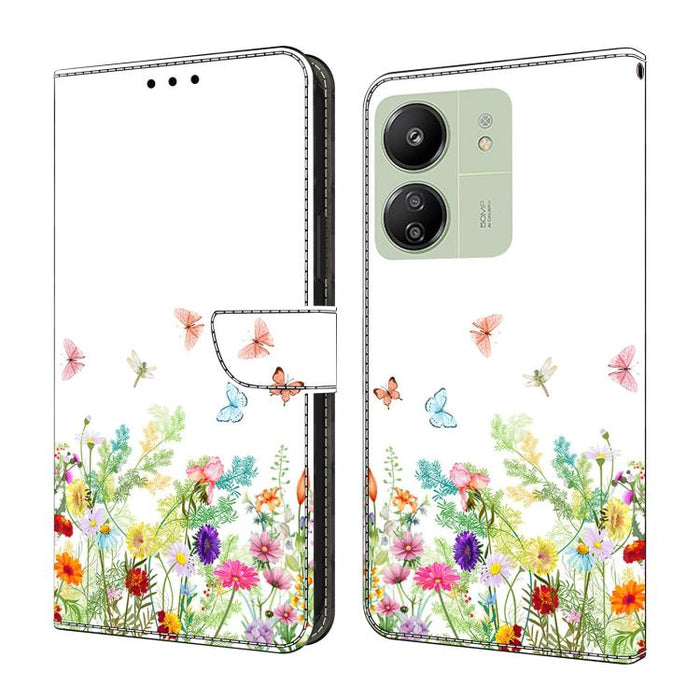Funda para teléfono de cuero vegano pintado con efecto cristal, For Redmi Note 14 5G, For Redmi Note 14 Pro 5G, For Redmi 14C 4G, For Redmi 13C 4G / 5G, For Redmi K70E / Poco X6 Pro