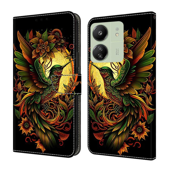 Funda para teléfono de cuero vegano pintado con efecto cristal, For Redmi Note 14 5G, For Redmi Note 14 Pro 5G, For Redmi 14C 4G, For Redmi 13C 4G / 5G, For Redmi K70E / Poco X6 Pro