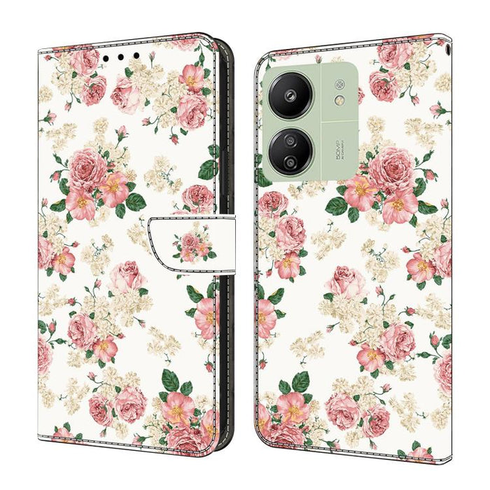 Funda para teléfono de cuero vegano pintado con efecto cristal, For Redmi Note 14 5G, For Redmi Note 14 Pro 5G, For Redmi 14C 4G, For Redmi 13C 4G / 5G, For Redmi K70E / Poco X6 Pro