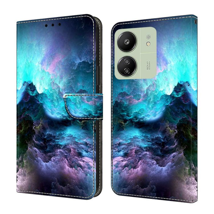 Funda para teléfono de cuero vegano pintado con efecto cristal, For Redmi Note 14 5G, For Redmi Note 14 Pro 5G, For Redmi 14C 4G, For Redmi 13C 4G / 5G, For Redmi K70E / Poco X6 Pro
