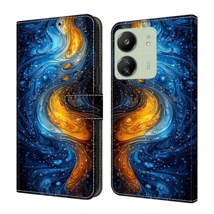 Funda para teléfono de cuero vegano pintado con efecto cristal, For Redmi Note 14 5G, For Redmi Note 14 Pro 5G, For Redmi 14C 4G, For Redmi 13C 4G / 5G, For Redmi K70E / Poco X6 Pro