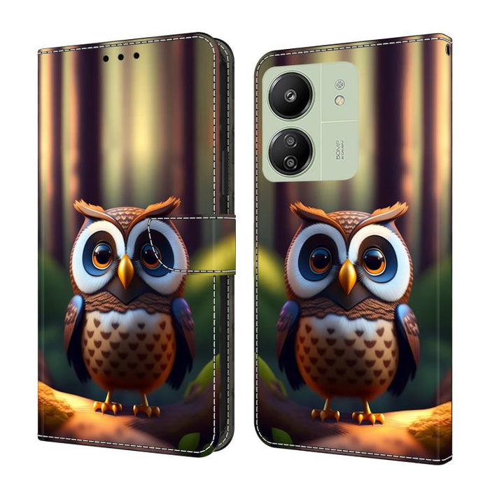 Funda para teléfono de cuero vegano pintado con efecto cristal, For Redmi Note 14 5G, For Redmi Note 14 Pro 5G, For Redmi 14C 4G, For Redmi 13C 4G / 5G, For Redmi K70E / Poco X6 Pro