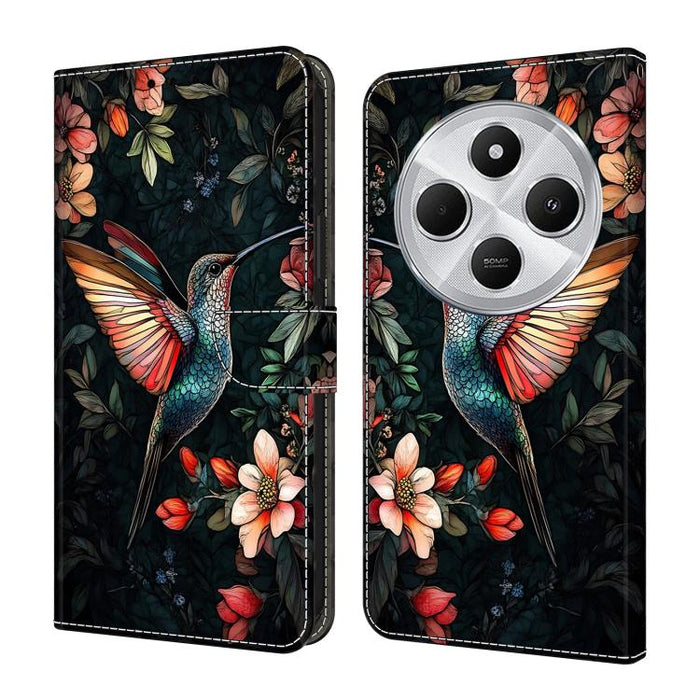 Funda para teléfono de cuero vegano pintado con efecto cristal, For Redmi Note 14 5G, For Redmi Note 14 Pro 5G, For Redmi 14C 4G, For Redmi 13C 4G / 5G, For Redmi K70E / Poco X6 Pro