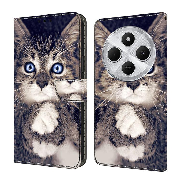 Funda para teléfono de cuero vegano pintado con efecto cristal, For Redmi Note 14 5G, For Redmi Note 14 Pro 5G, For Redmi 14C 4G, For Redmi 13C 4G / 5G, For Redmi K70E / Poco X6 Pro
