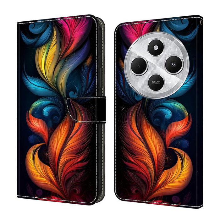 Funda para teléfono de cuero vegano pintado con efecto cristal, For Redmi Note 14 5G, For Redmi Note 14 Pro 5G, For Redmi 14C 4G, For Redmi 13C 4G / 5G, For Redmi K70E / Poco X6 Pro