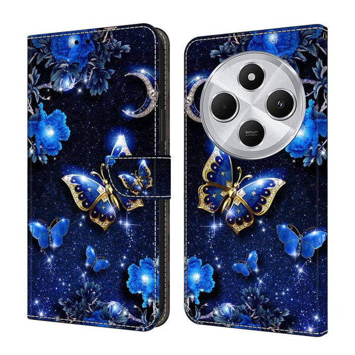 Funda para teléfono de cuero vegano pintado con efecto cristal, For Redmi Note 14 5G, For Redmi Note 14 Pro 5G, For Redmi 14C 4G, For Redmi 13C 4G / 5G, For Redmi K70E / Poco X6 Pro