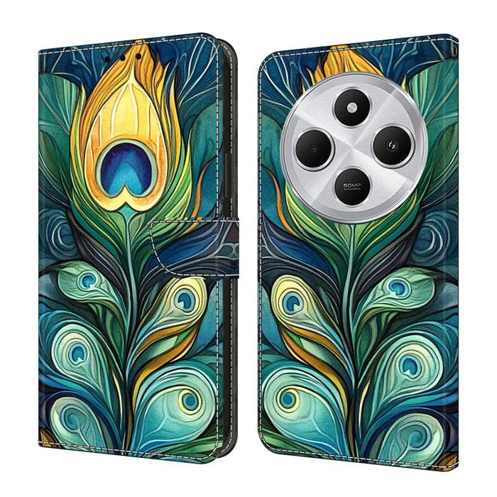 Funda para teléfono de cuero vegano pintado con efecto cristal, For Redmi Note 14 5G, For Redmi Note 14 Pro 5G, For Redmi 14C 4G, For Redmi 13C 4G / 5G, For Redmi K70E / Poco X6 Pro