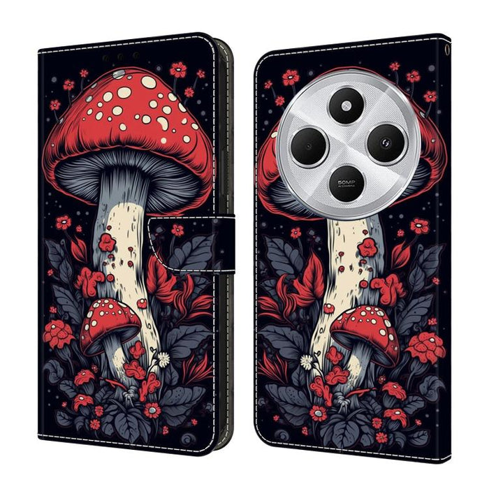 Funda para teléfono de cuero vegano pintado con efecto cristal, For Redmi Note 14 5G, For Redmi Note 14 Pro 5G, For Redmi 14C 4G, For Redmi 13C 4G / 5G, For Redmi K70E / Poco X6 Pro