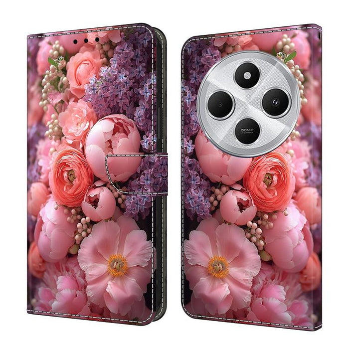 Funda para teléfono de cuero vegano pintado con efecto cristal, For Redmi Note 14 5G, For Redmi Note 14 Pro 5G, For Redmi 14C 4G, For Redmi 13C 4G / 5G, For Redmi K70E / Poco X6 Pro