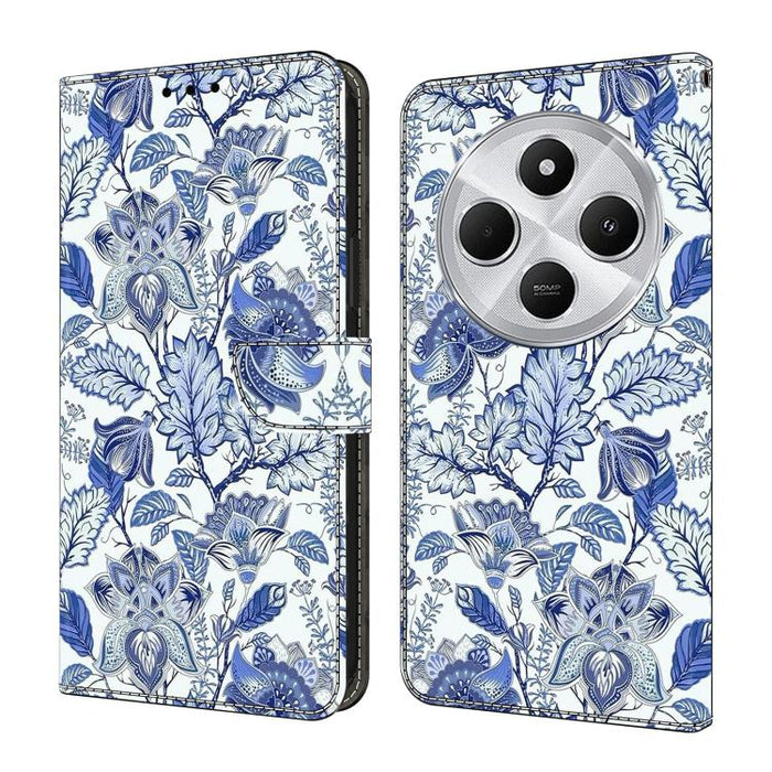 Funda para teléfono de cuero vegano pintado con efecto cristal, For Redmi Note 14 5G, For Redmi Note 14 Pro 5G, For Redmi 14C 4G, For Redmi 13C 4G / 5G, For Redmi K70E / Poco X6 Pro
