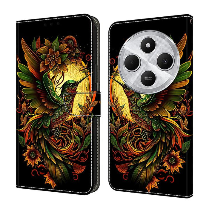 Funda para teléfono de cuero vegano pintado con efecto cristal, For Redmi Note 14 5G, For Redmi Note 14 Pro 5G, For Redmi 14C 4G, For Redmi 13C 4G / 5G, For Redmi K70E / Poco X6 Pro
