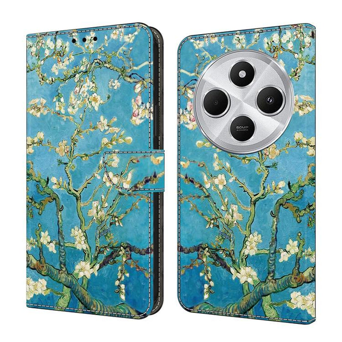 Funda para teléfono de cuero vegano pintado con efecto cristal, For Redmi Note 14 5G, For Redmi Note 14 Pro 5G, For Redmi 14C 4G, For Redmi 13C 4G / 5G, For Redmi K70E / Poco X6 Pro